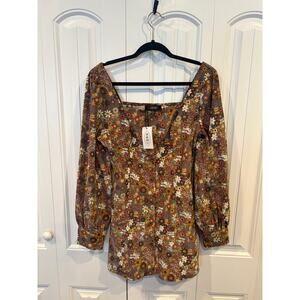 Cider Corded Floral‎ Button Front Top SIze Large